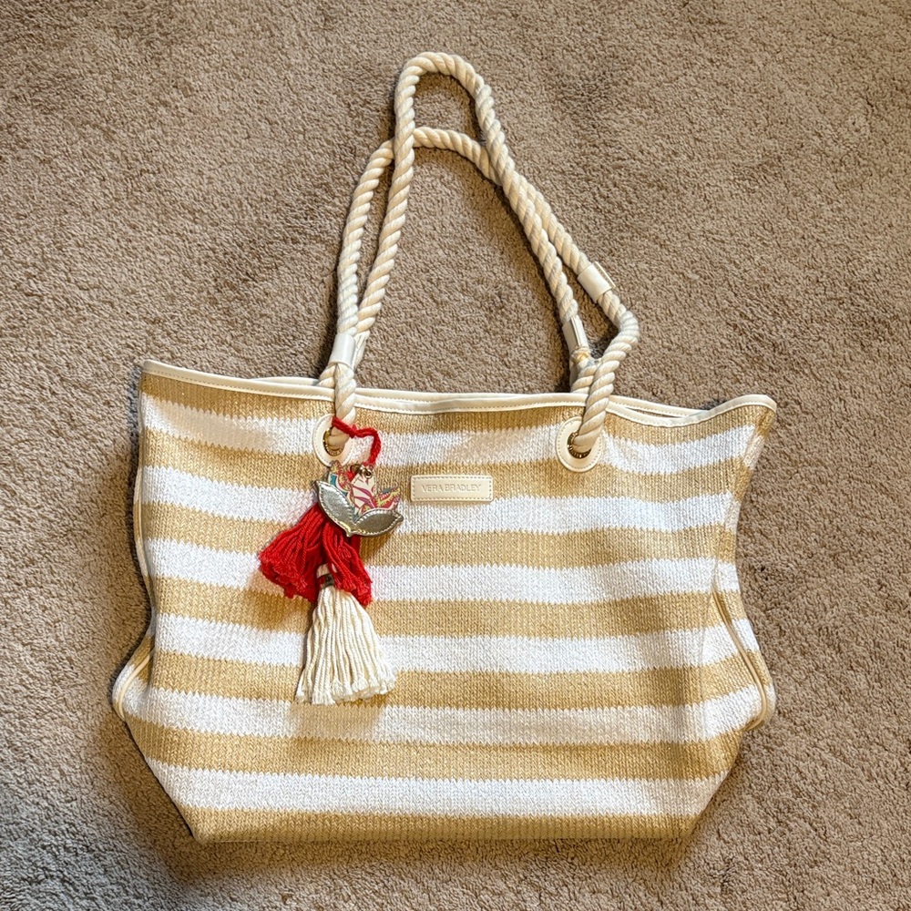 Vera Bradley Tan and Cream Striped Tote